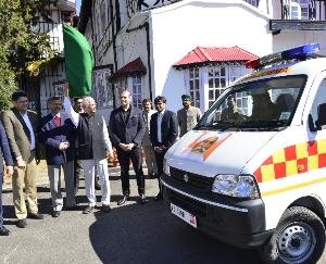 The governor flagged off the ambulance