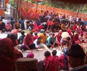 Bhandara planted in Shiv Mandir cottage of Samba Panchayat