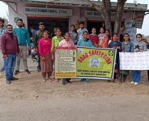 Road safety information given by the students to the villagers