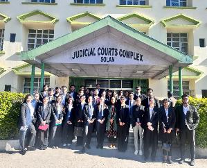 Solan: Law students of Shoolini University watched the proceedings of National Lok Adalat.