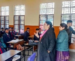 Agriculture department taught children to test soil in Jawahar Navodaya Vidyalaya Kunihar.