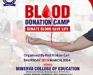 Indora: Blood donation camp ceremony to be held at Minerva College on March 28