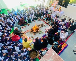 Inauguration of new education session with Havan in SVN School Kunihar
