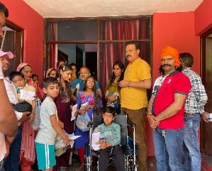 MLA Malendra Rajan celebrated 50th birthday with disabled children