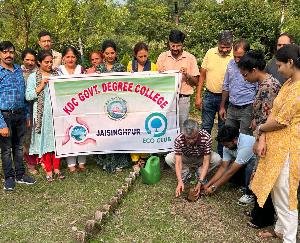 Jaisinghpur: Plantation was done under the joint aegis of Environment Club in Kanwar Durga Chand College.