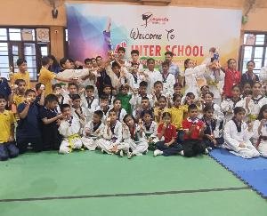 Kunihar: Children of BL School won gold medal in the 4th Inter School Martial Arts Competition.
