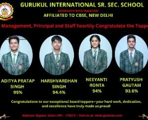 Solan: Gurukul International School's 10th and 12th exam results were excellent