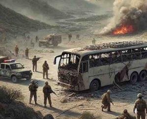 Suicide attack on school bus in Balochistan, Pakistan, 5 killed including 3 children, dozens injured
