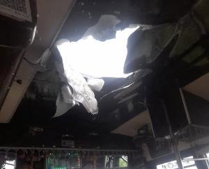 Stones fell from the hill on a moving bus in Chamba, passengers narrowly escaped death