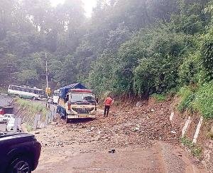 Monsoon impact begins in Himachal; landslide in Shimla, road closed.
