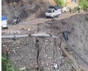  Rain Havoc: 20-meter stretch of Kotwali-Khaniyara road damaged.