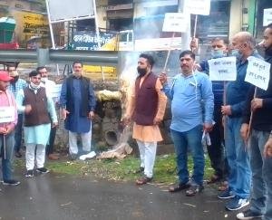 भाजयुमो अर्की ने फूँका जिनपिंग का पुतला