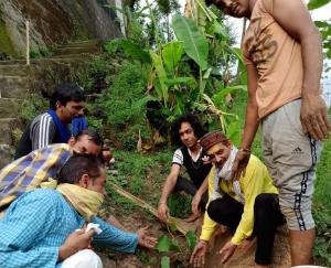 शिव ताण्डव गुफा विकास समिति द्वारा किया जा रहा है पौधा रोपण
