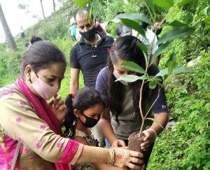 नलवा गांव में भाजयुमो ने किया पौधरोपण