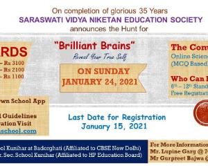 Saraswati Vidya Niketan is organizing brain quiz competition
