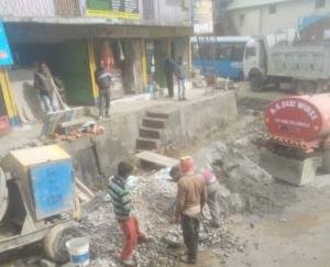 The work of widening of the road started by the Public Works Department